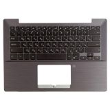 Клавиатура (топ-панель) для ноутбука Asus P5440UA черная со стальным топкейсом, с подсветкой (с разбора)