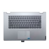Клавиатура (топ-панель) для ноутбука Lenovo IdeaPad C340-15IWL серая с серебристым топкейсом