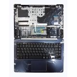 Клавиатура (топ-панель) для ноутбука Samsung NP530U4E, 540U4E черная с синим топкейсом