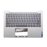 Клавиатура (топ-панель) для ноутбука Lenovo Slim 1-11AST-05 серая с серебристым топкейсом