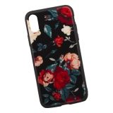 Чехол для Apple iPhone X WK Azure Stone Series Glass Protective Case красные розы на черном