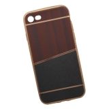 Силиконовая крышка LP для Apple iPhone 7 коричневая и темно-серая кожа, золотая рамка, европакет