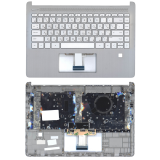 Клавиатура (топ-панель) для ноутбука HP 14S-DQ 14S-FQ серебристая с серебристым топкейсом (под отпечаток пальца FPR)