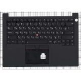 Клавиатура (топ-панель) для ноутбука Lenovo Thinkpad E14 черная с черным топкейсом, с подсветкой и трекпоинтом