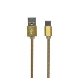 USB кабель "LP" Micro USB металлическая оплетка 1м золотой