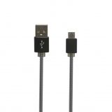 USB кабель "LP" Micro USB металлическая оплетка 1м черный