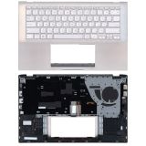 Клавиатура (топ-панель) для ноутбука Asus X432 серебристая с серебристым топкейсом