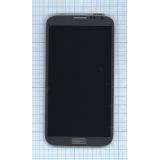 Дисплей (экран) в сборе с тачскрином для Samsung Galaxy Note 2 GT-N7100 серый титан с рамкой (Premium LCD)