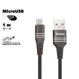 USB кабель HOCO U46 Tricyclic Silicone Charging Data Cable For Micro (L=1M) (черный)