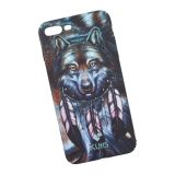 Защитная крышка для iPhone 8 Plus/7 Plus "KUtiS" Animals OK-6 Волк (синяя)