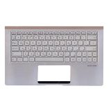Клавиатура (топ-панель) для ноутбука Asus UX333FA серебристая с серебристым топкейсом, с подсветкой