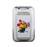 Защитная крышка для iPhone 5/5s/SE со стразами "Гадкий Я" Миньон Пожарник (белая/прозрачный бокс)