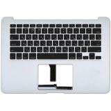 Клавиатура (топ-панель) для ноутбука Apple A1369 2011+ серебристая с черными клавишами, без подсветки, плоский ENTER