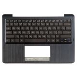 Клавиатура (топ-панель) для ноутбука Asus E205SA-3B черная с темно-синим топкейсом (с разбора)