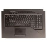 Клавиатура (топ-панель) для ноутбука Asus ROG Strix GL703GE, GL703GM черная с черным топкейсом, с подсветкой и тачпадом (с разбора)