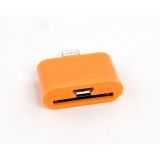 Переходник LP 2 в 1 для Apple с 30 pin, micro USB на 8 pin lightning оранжевый, европакет