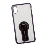 Защитная крышка "Meephone" для iPhone X  прозрачная с держателем-подставкой (черная рамка)