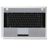 Клавиатура (топ-панель) для ноутбука Samsung RC410 NP-RC410 черная с серым топкейсом