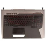 Клавиатура (топ-панель) для ноутбука Asus ROG G752, G752VL, G752VT черная с серо-золотистым топкейсом