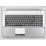 Клавиатура (топ-панель) для ноутбука Samsung RC520 NP-RC520 черная с серебристым топкейсом