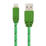 USB кабель LP для Apple iPhone, iPad, iPod 8 pin в оплетке зеленый, черный, коробка