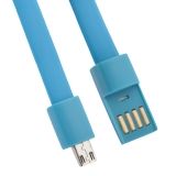 USB Дата-кабель LP Micro USB плоский браслет, голубой, европакет
