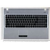 Клавиатура (топ-панель) для ноутбука Samsung Q530 NP-Q530 черная с серебристым топкейсом