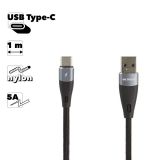 USB кабель WK WDC-096a Elephant Type-C, 5A, 1м, нейлон (черный)