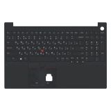 Клавиатура (топ-панель) для ноутбука Lenovo ThinkPad E15 Gen 1 2020 черная с черным топкейсом, без подсветки