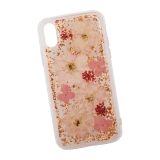 Защитная крышка "SwitchEasy" Fleur для iPhone X розовые цветы с золотом (прозрачная)