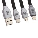 USB кабель WK 3 в 1 Platinum WDC-010 для Apple 8 pin, Micro USB, USB Type-C черный