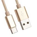 USB Дата-кабель USB - USB Type-C оплетка в катушке 1 метр золотой