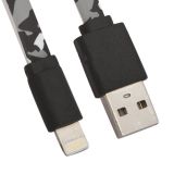 USB Дата-кабель для Apple Lightning 8-pin плоский Army Printing 1 метр (черный камуфляж)
