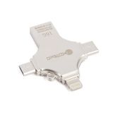 OTG Flash накопитель COTEetCI U3 Zinc Alloy U 16Gb USB, Lightning 8-pin, Type-C, MicroUSB (серая)