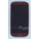 Дисплей (экран) в сборе с тачскрином для Samsung Galaxy S3 GT-I9300 красный с рамкой