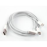 USB Дата-кабель 4 в 1 для Apple 30 pin, для Apple 8 pin, Micro USB, для Samsung Tab белый