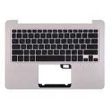 Клавиатура (топ-панель) для ноутбука Asus ZenBook UX305FA черная с серебристым топкейсом