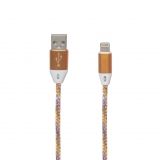 USB кабель "LP" для Apple Lightning 8 pin оплетка и металлические разъемы 1м оранжевый