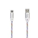 USB кабель "LP" для Apple Lightning 8 pin оплетка и металлические разъемы 1м синий