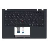Клавиатура (топ-панель) для ноутбука Lenovo ThinkPad T14s gen 2 черная с черным топкейсом