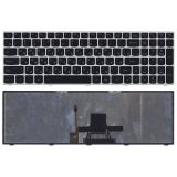 Клавиатура для ноутбука Lenovo IdeaPad G50-30, G50-45, G50-70 черная с серебристой рамкой и подсветкой