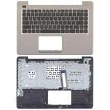 Клавиатура (топ-панель) для ноутбука Asus X456 черная с бронзовым топкейсом