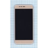 Дисплей (экран) в сборе с тачскрином для Asus ZenFone 3 Max ZC520TL золотистый с рамкой (с разбора)