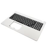 Клавиатура (топ-панель) для ноутбука Asus X550, X550VA, X550EA черная с белым топкейсом