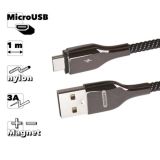 Кабель USB REMAX RC-158m Magnetic MicroUSB 3А магнитный 1м нейлон (черный)