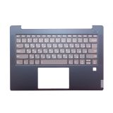 Клавиатура (топ-панель) для ноутбука Lenovo S540-14IWL серая с синим топкейсом и подсветкой
