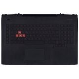 Клавиатура (топ-панель) для ноутбука HP Omen 17-AN черная с черным топкейсом, с подсветкой (с разбора)