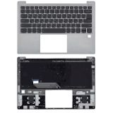 Клавиатура (топ-панель) для ноутбука Lenovo Yoga S730-13IWL черная с серебристым топкейсом