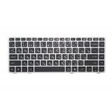 Клавиатура для ноутбука HP 8460P, 6460B, 6465B черная с серебристой рамкой без трекпоинта