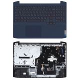 Клавиатура (топ-панель) для ноутбука Lenovo Ideapad Gaming 3-15IMH05 черная с синим топкейсом